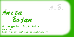 anita bojan business card